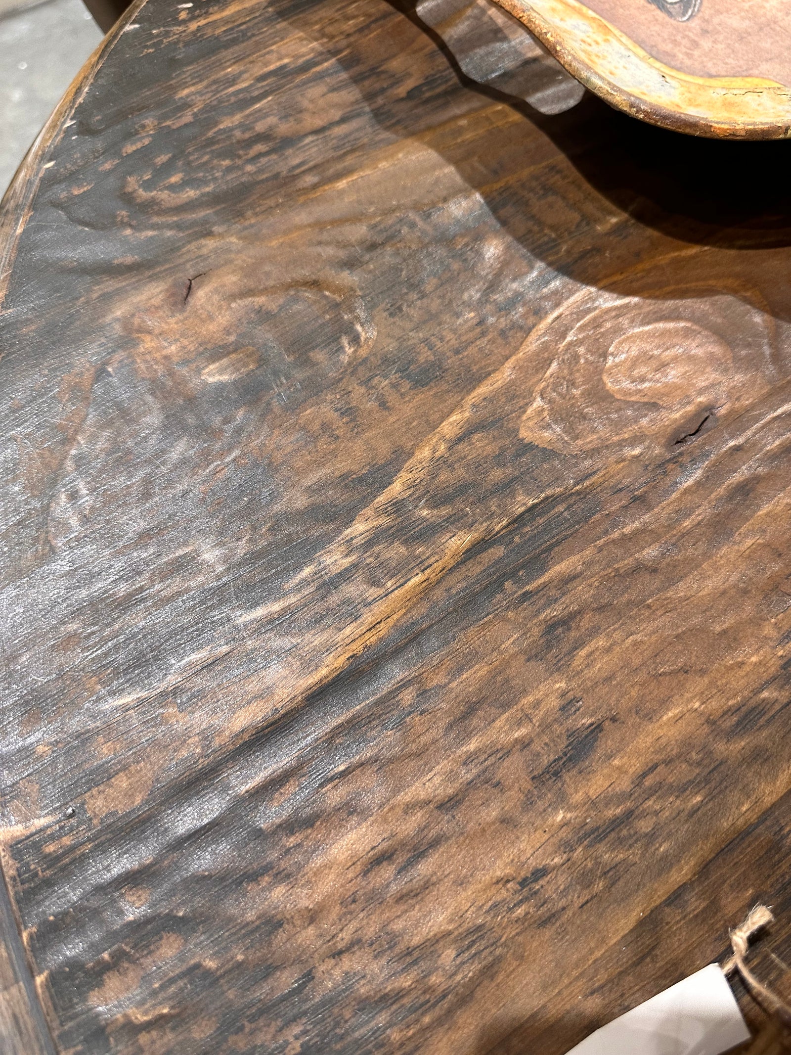 Aged Black Oval Dining Table