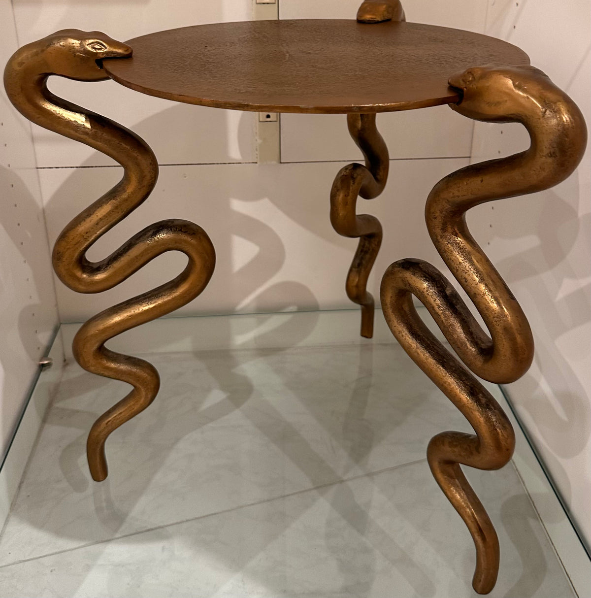 Antique Brass Serpent Accent Table