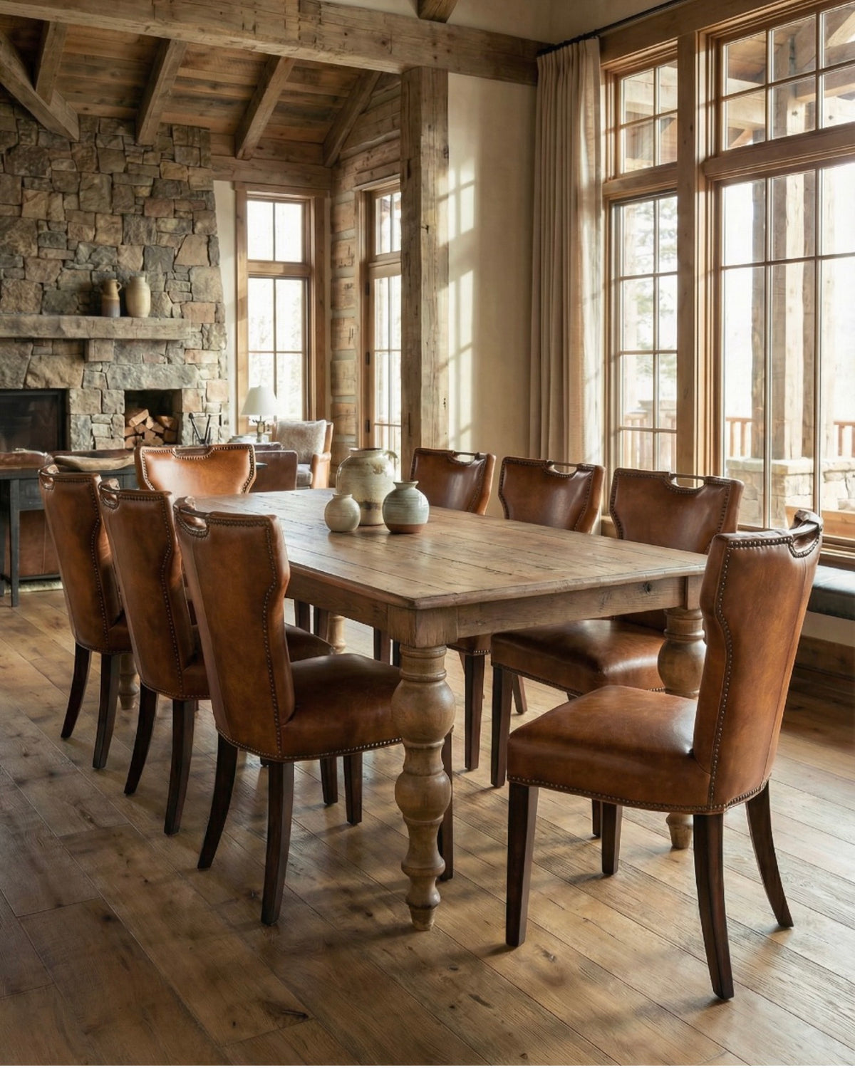 Reclaimed Pine Baluster Legged Dining Table