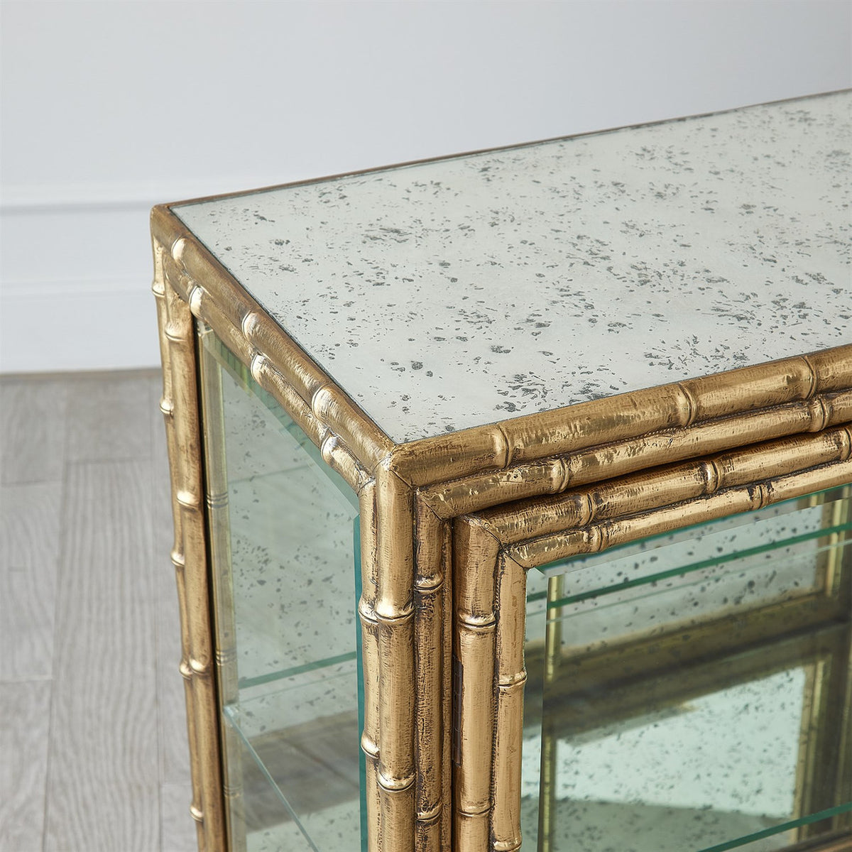 Antiqued Brass Bamboo Console
