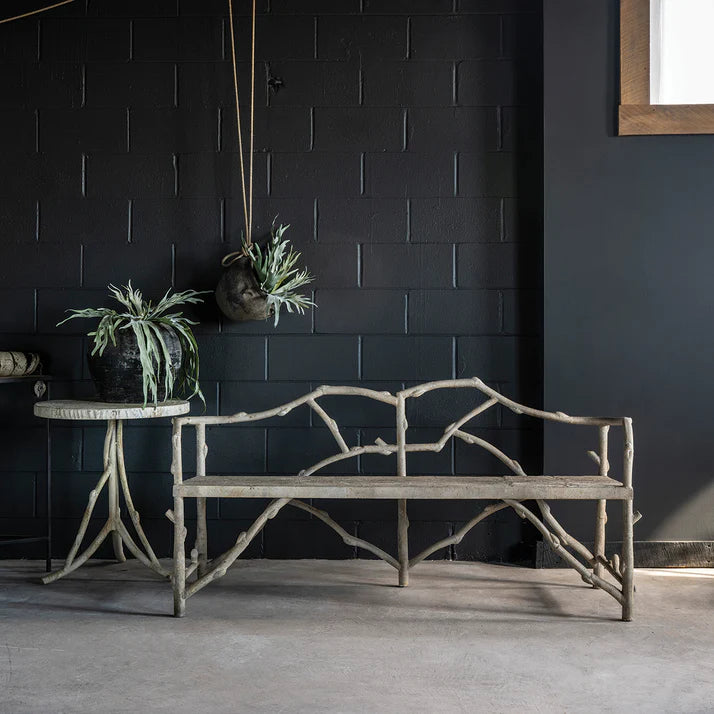 FAUX BOIS SIDE TABLE X2