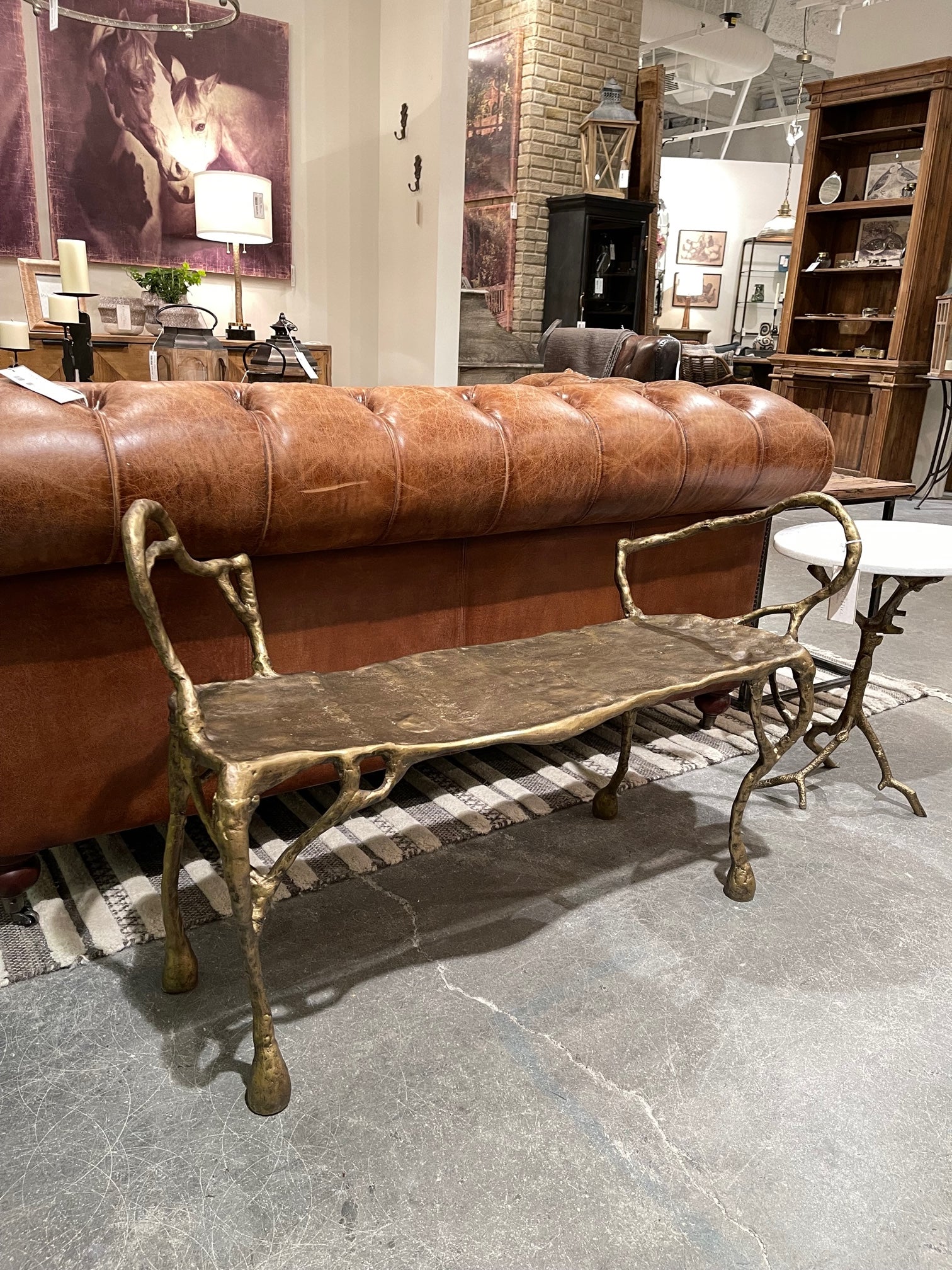 Antique Gold Root Bench Park Hill, Designer Iron Bench for sale