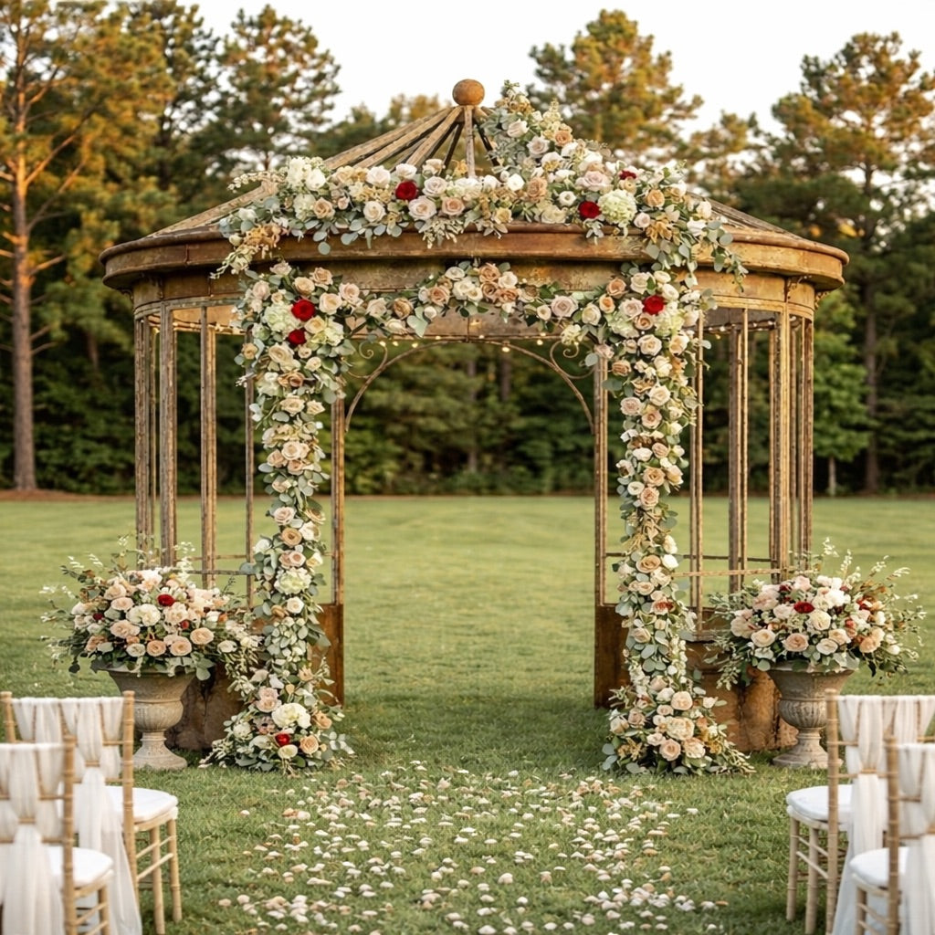 Aged Metal Gazebo Park Hill Collection, rustic antique gazebo for garden for sale