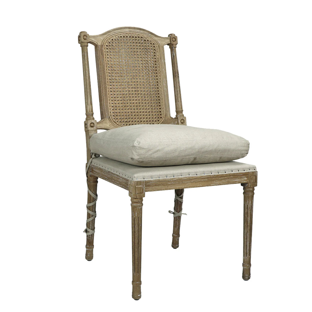 FRENCH STYLE CANE BACK DINING CHAIR FOR SALE, CANE BACK DINING CHAIR WITH CUSHIONS FOR SALE