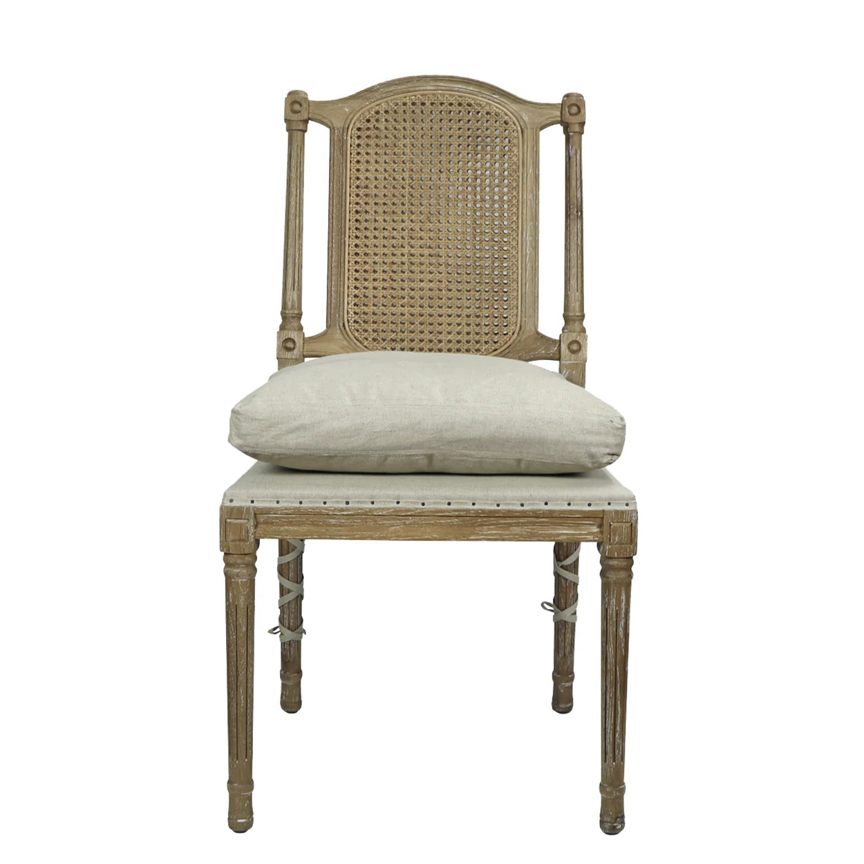 FRENCH STYLE CANE BACK DINING CHAIR FOR SALE, CANE BACK DINING CHAIR WITH CUSHIONS FOR SALE