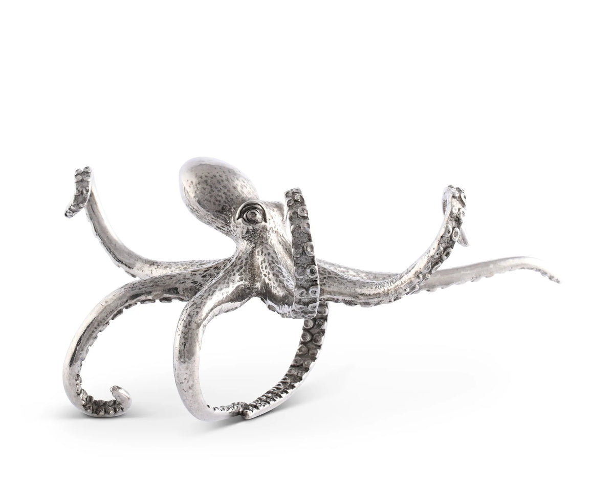 Pewter Octopus Napkin Ring Set X4