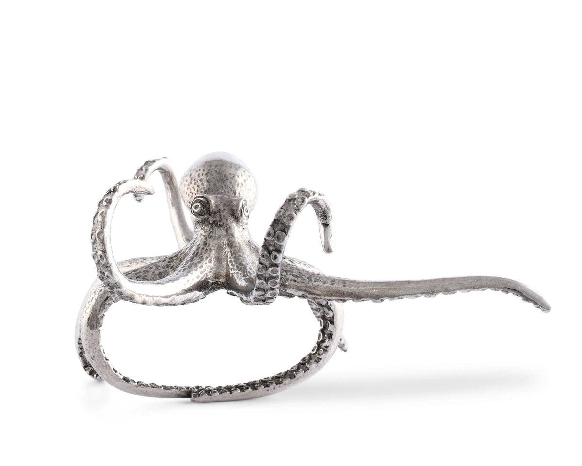 Pewter Octopus Napkin Ring Set X4