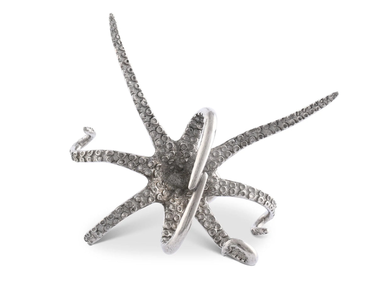 Pewter Octopus Napkin Ring Set X4