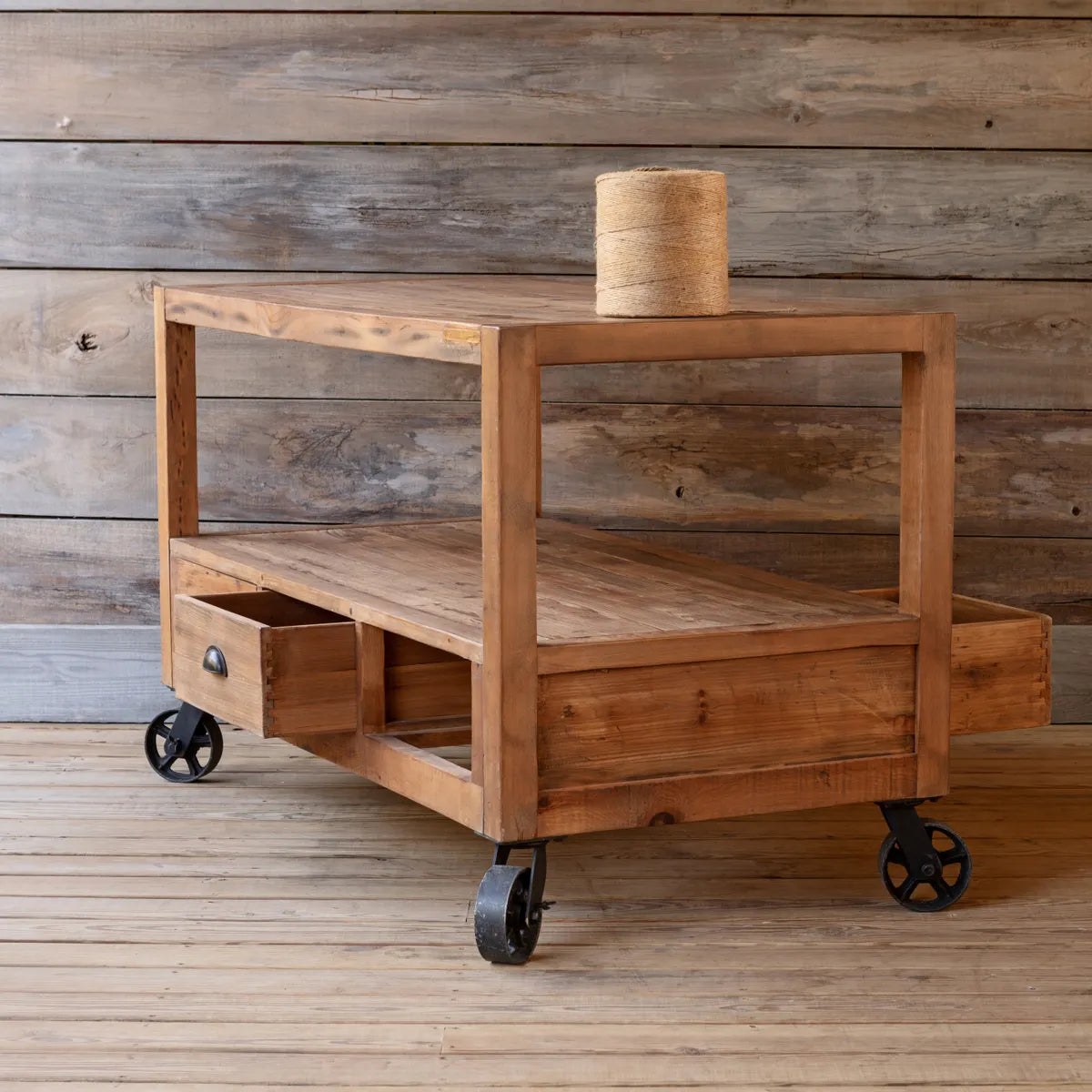 Rolling Wood Kitchen Cart, Vintage Wooden Cart on wheels for sale
