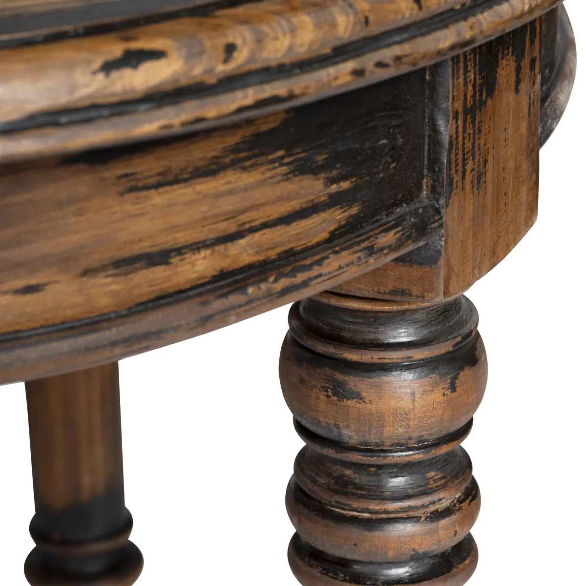 Aged Black Oval Dining Table