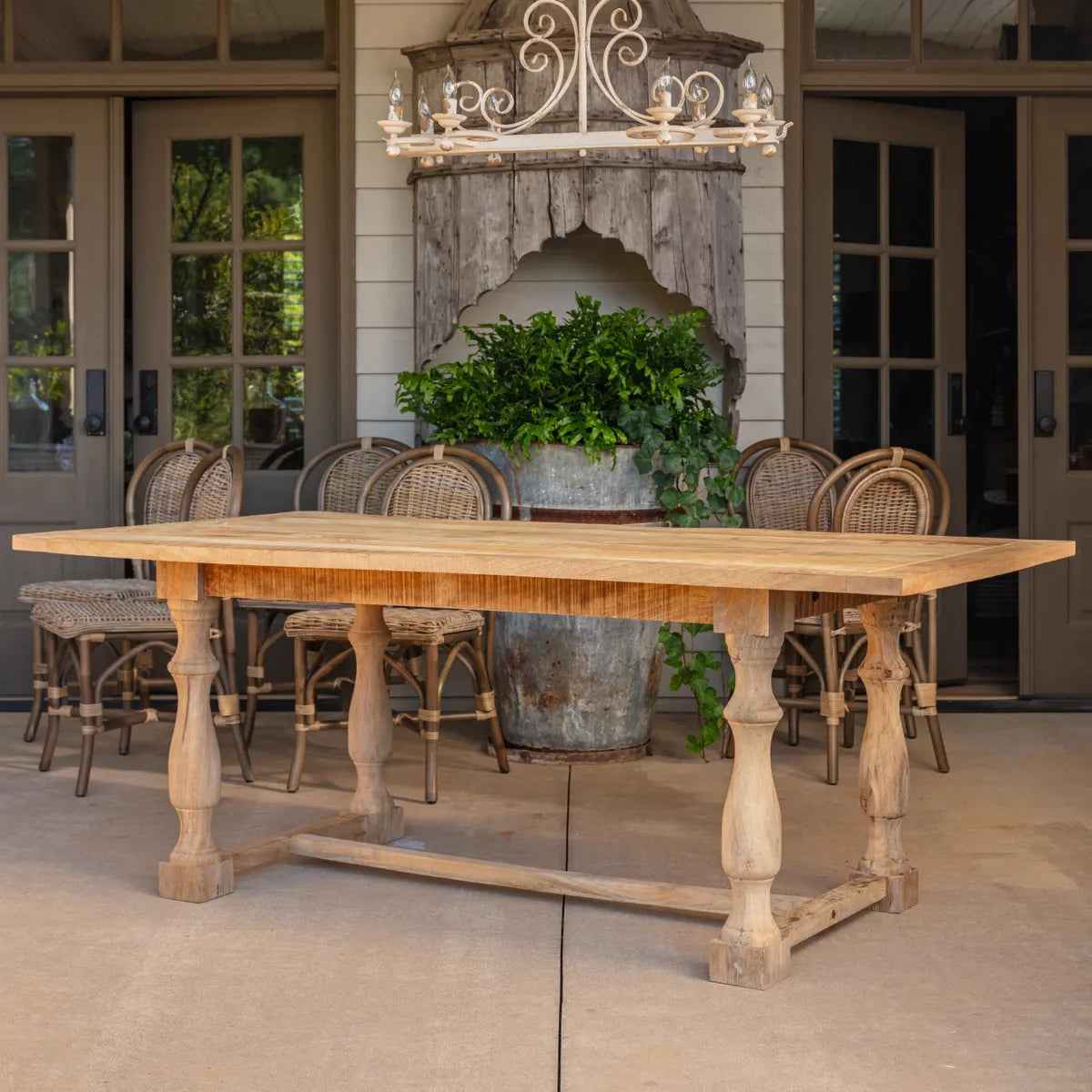 Farmhouse Round Dining Table 120cm Antique Oak- Size: 76H x 122W x 122D  (cm) - Furniture: DINING - Dining Table