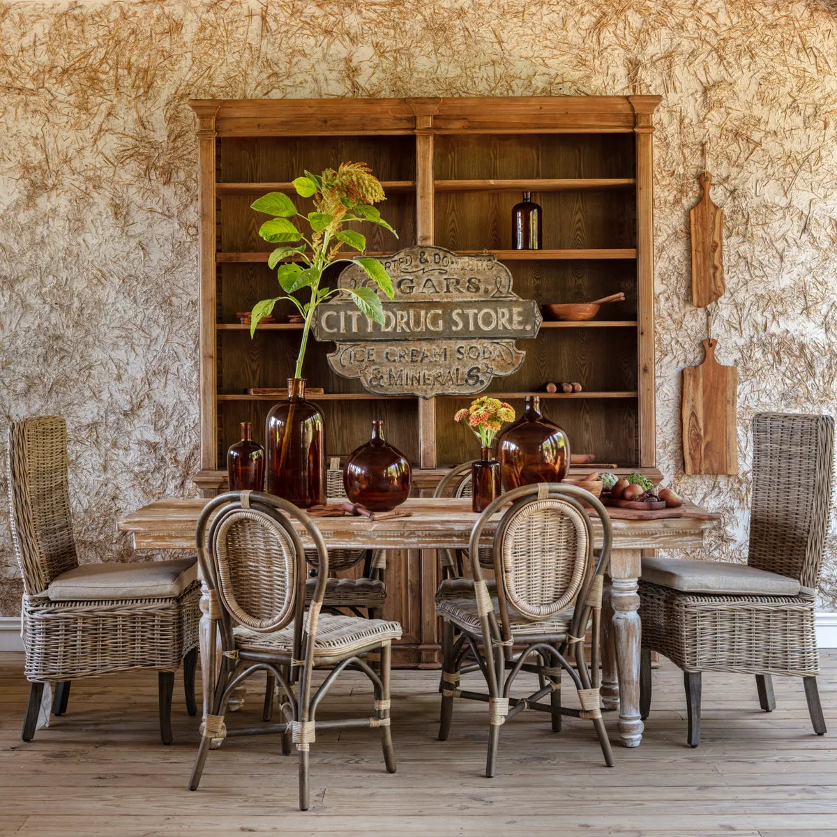 WOVEN BISTRO DINING CHAIRS SET OF 2