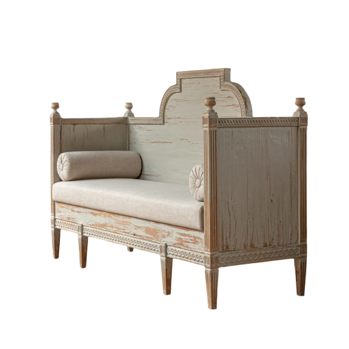Aged Louisiana Foyer Settee, Vintage French Settee for sale