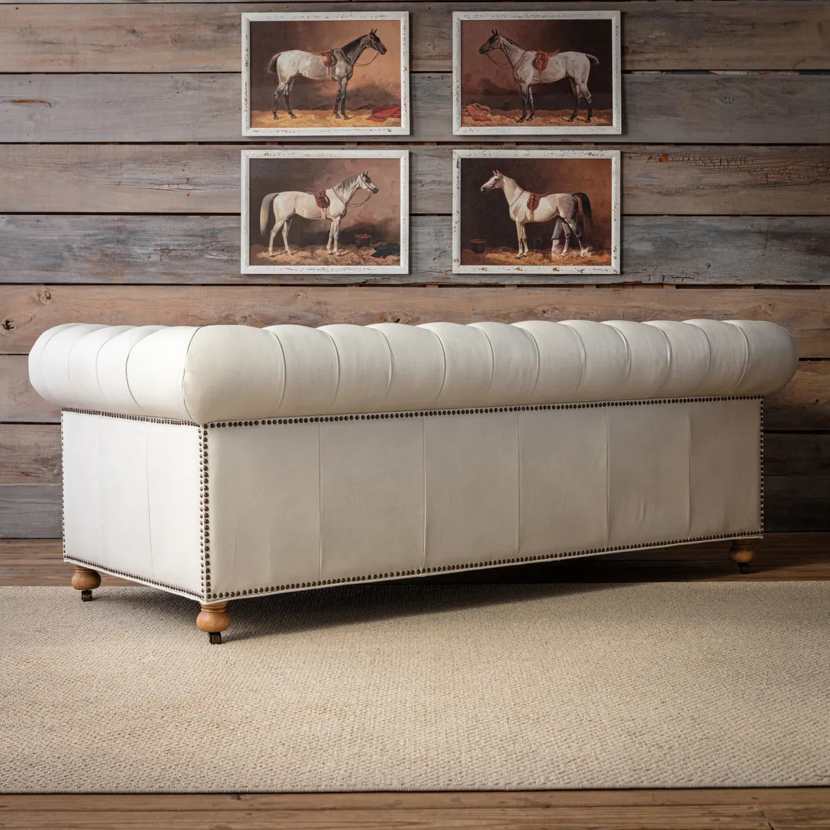 Restoration Hardware White Leather Sofas for Sale, Vintage Leather Tufted Sofa for sale
