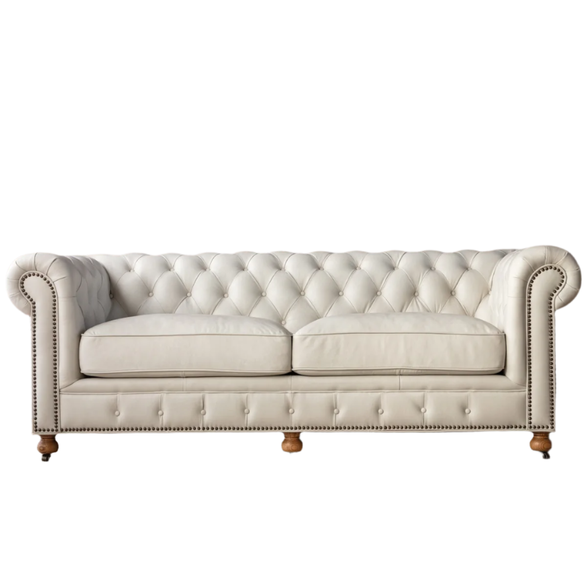 Restoration Hardware Leather Tufted Sofa for sale, Vintage Leather White Chesterfield Sofa