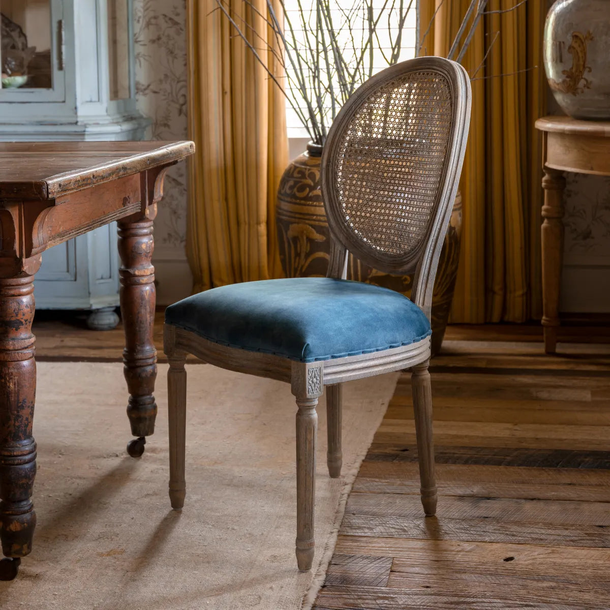 Velvet & Cane back Dining Chair X2 (Copy)