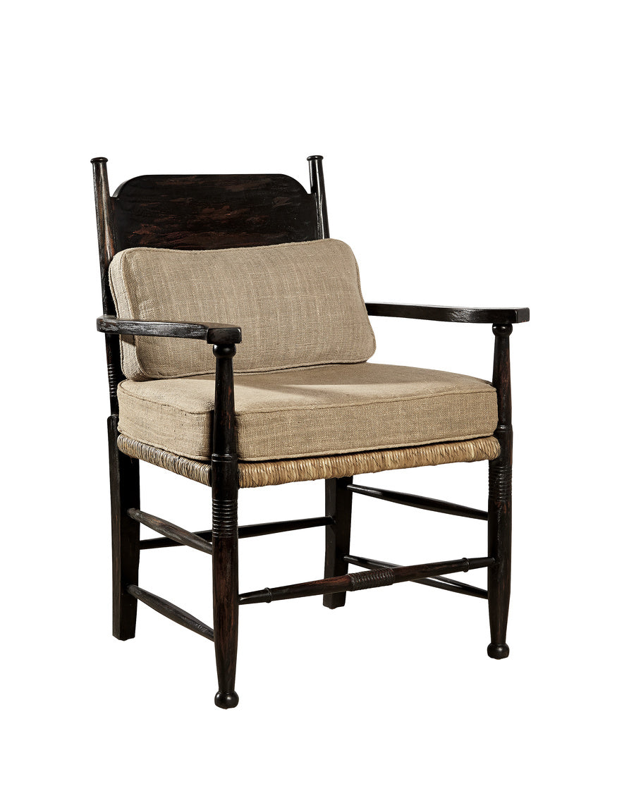 Mahogany Wood Plantation Chairs with cushions, Black Wood Arm Chairs for sale
