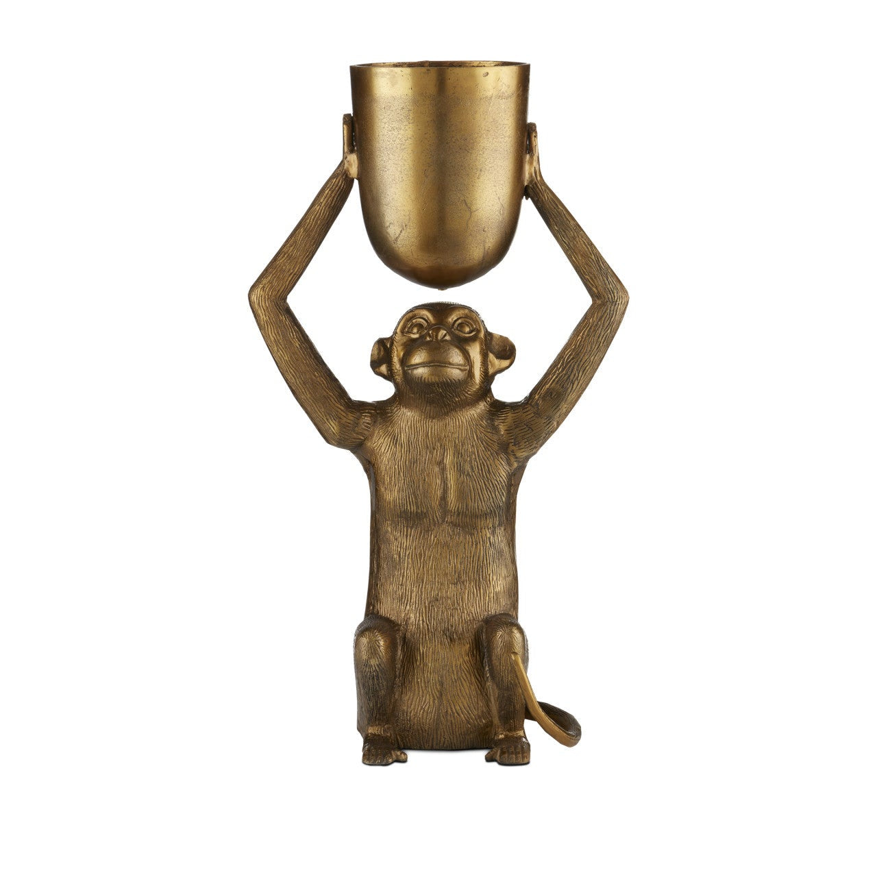 Antiqued Gold Monkey Planter