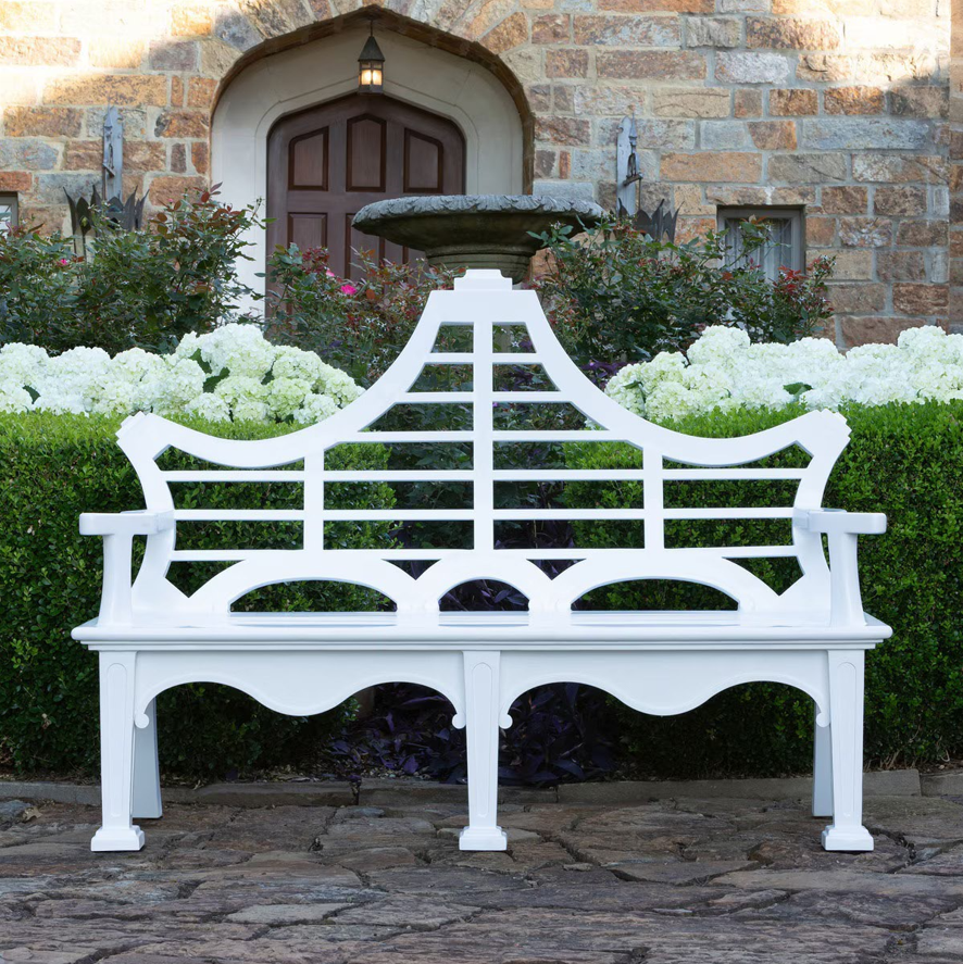 Cast Aluminum English Garden Bench, White