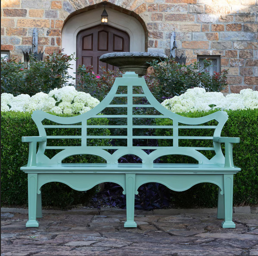 Cast Aluminum English Garden Bench, Green