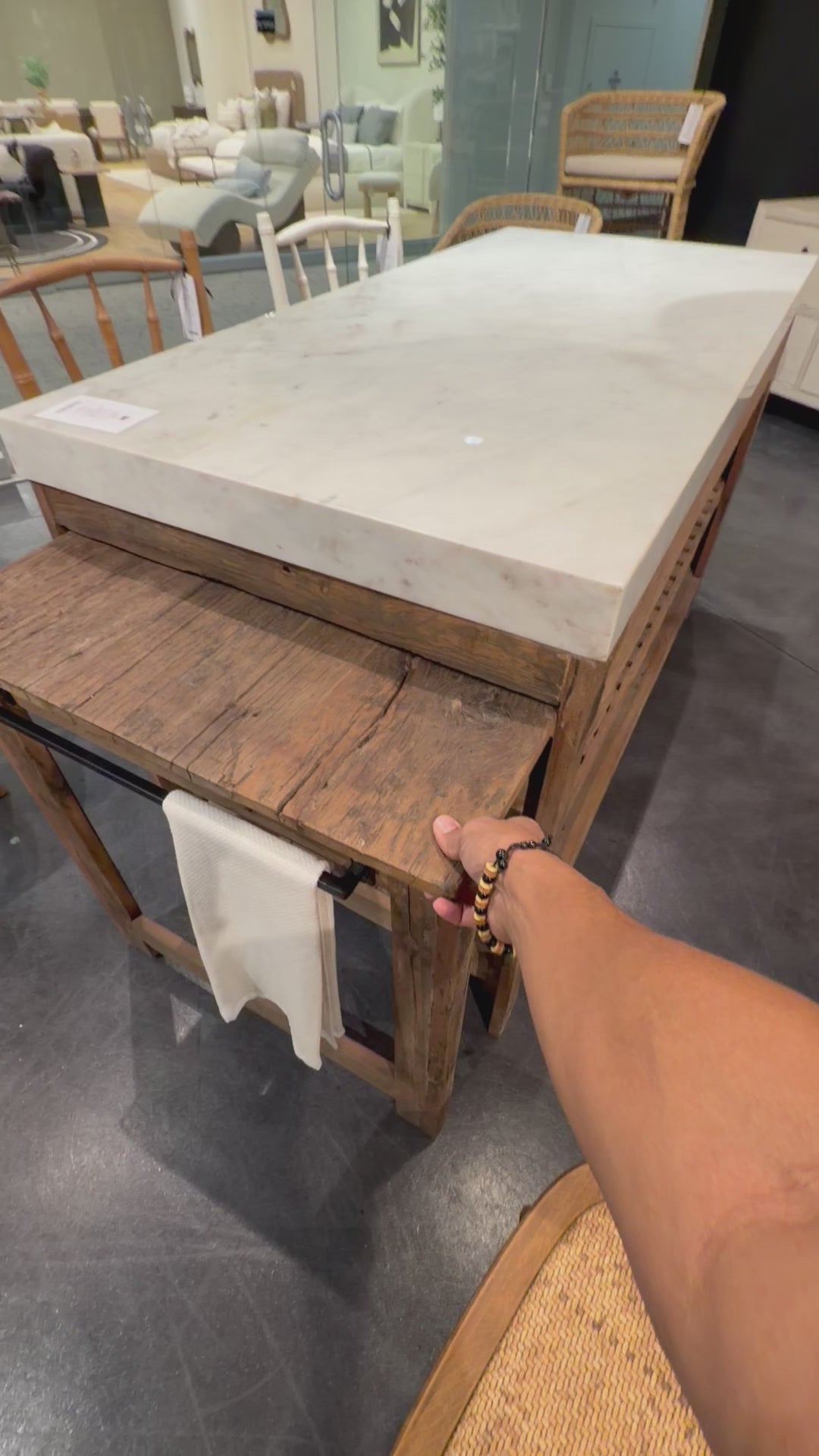 Rustic Marble Island With Pull-Out Table