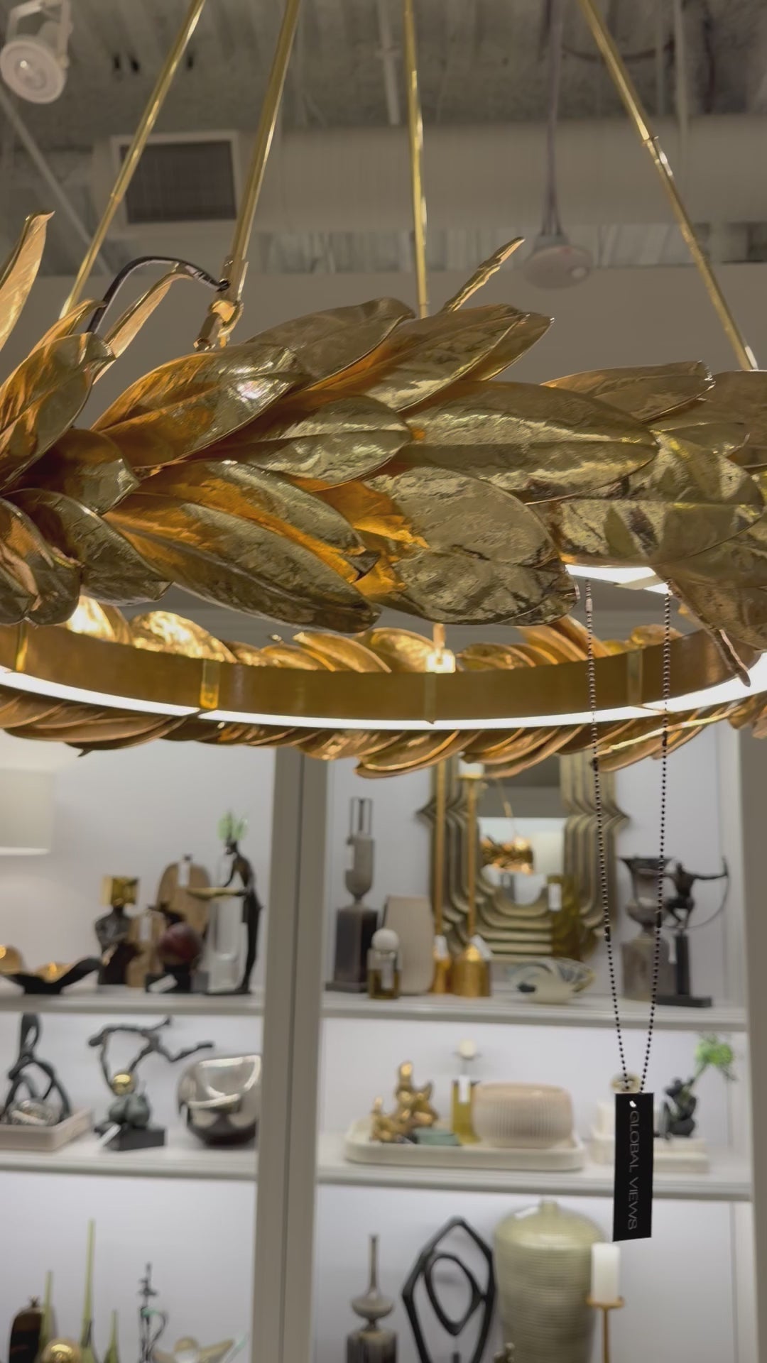 Brass Grecian Leaf Chandelier