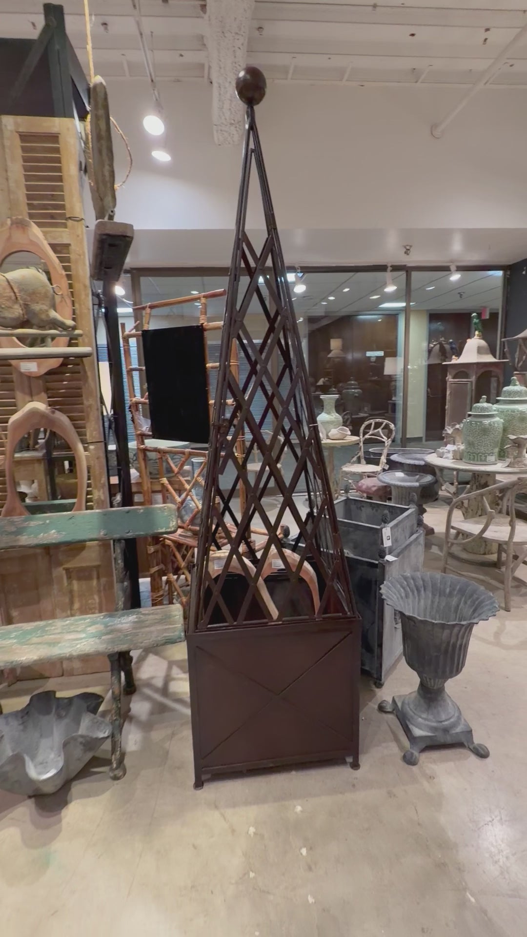 Large Iron Topiary Obelisk