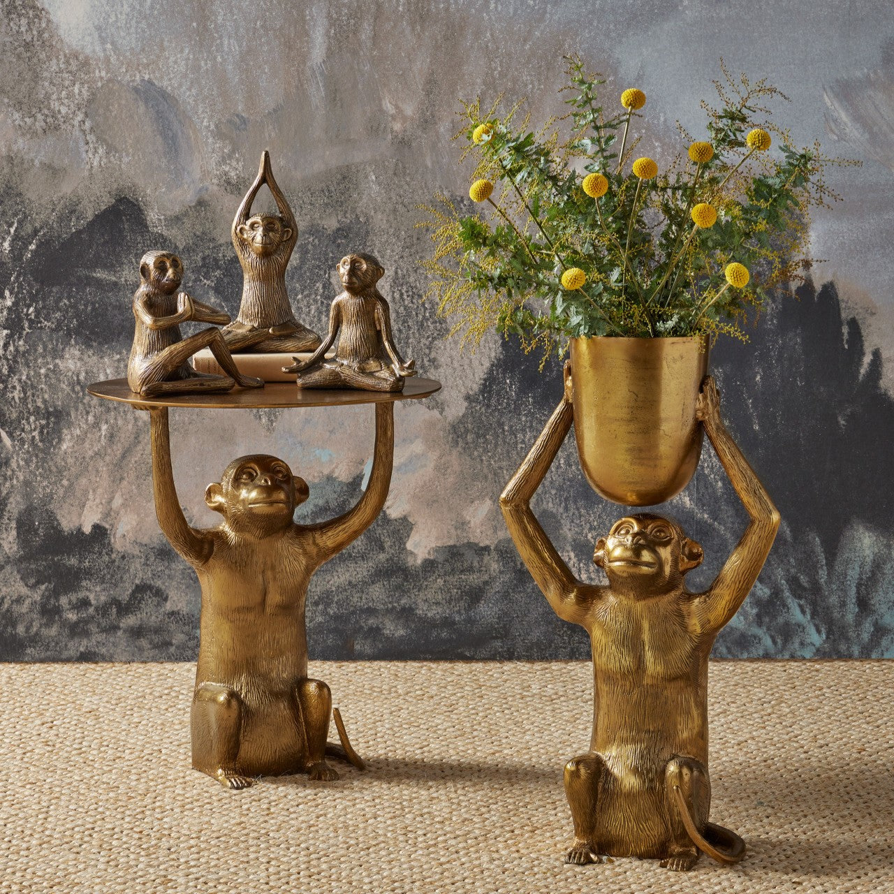 Antiqued Gold Monkey Planter