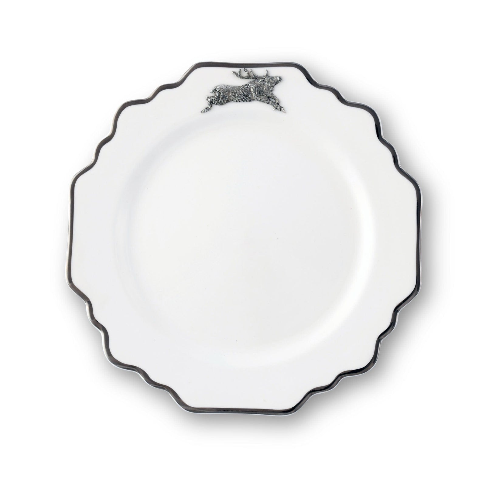 Running Elk Bone China Scallop Salad Plate Platinum Rim