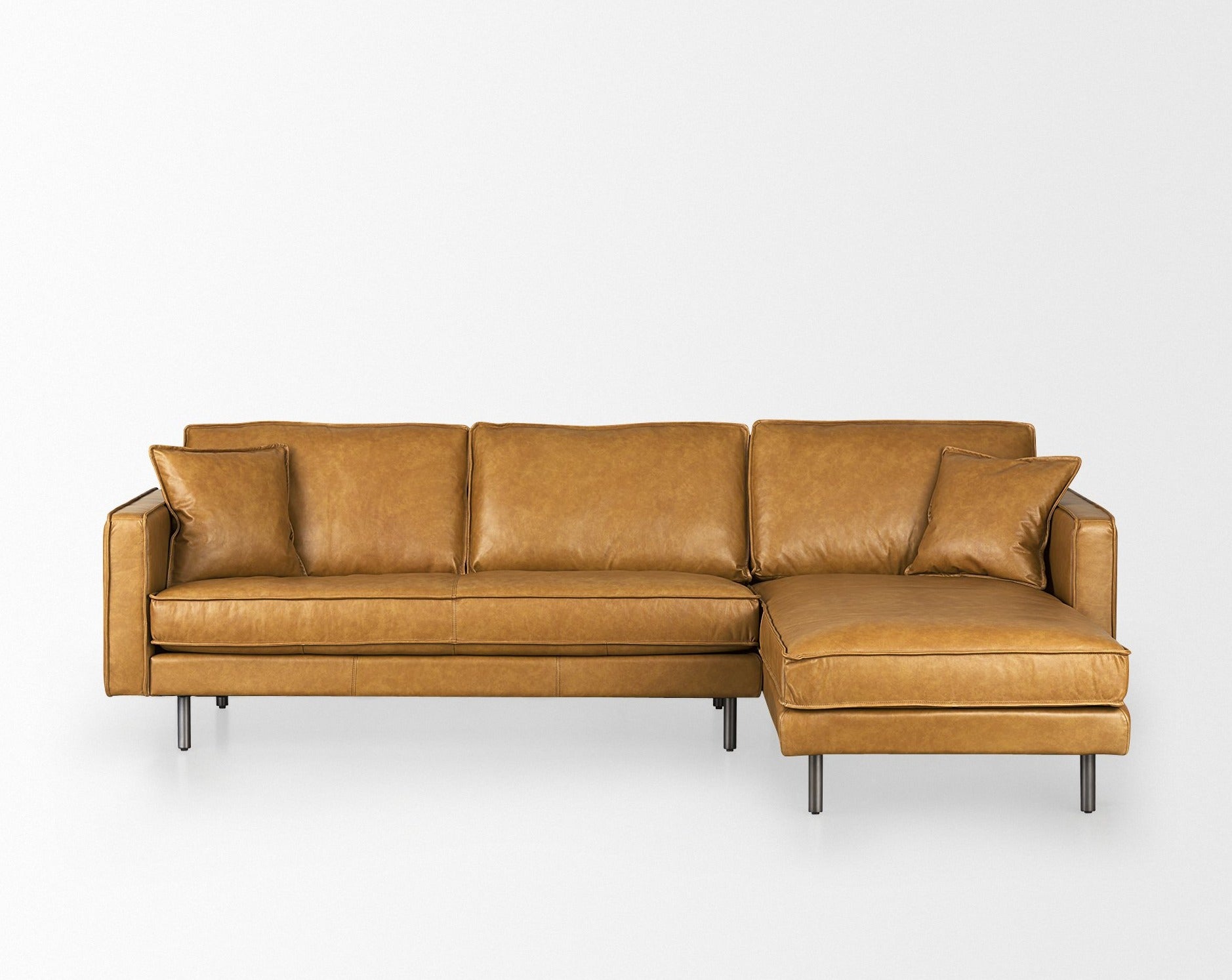 Breanna Tan Leather Chaise Sectional