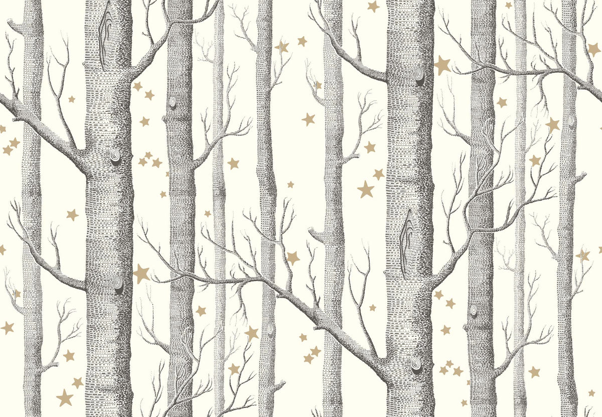 Cole &amp; Son Woods and Stars Wallpaper Black and White, Cole &amp; Son tree wallpaper black and white