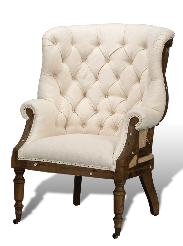 DECONSTRUCTED 19TH C. ENGLISH WING CHAIR, restoration hardware deconstructed wing chair for sale