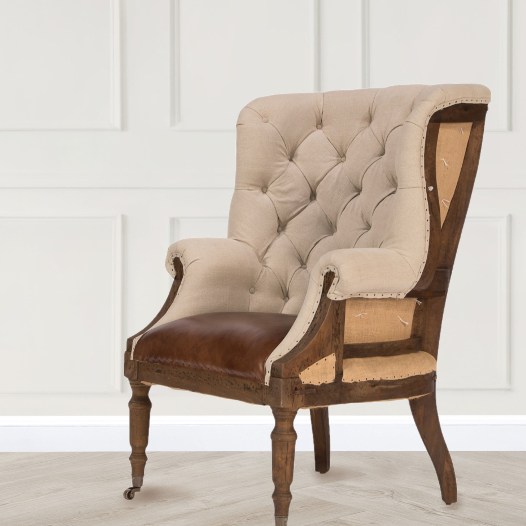 Restoration Hardware Deconstructed Tufted Welsh Chair, Restoration Hardware Deconstructed English Rolled Arm Chair
