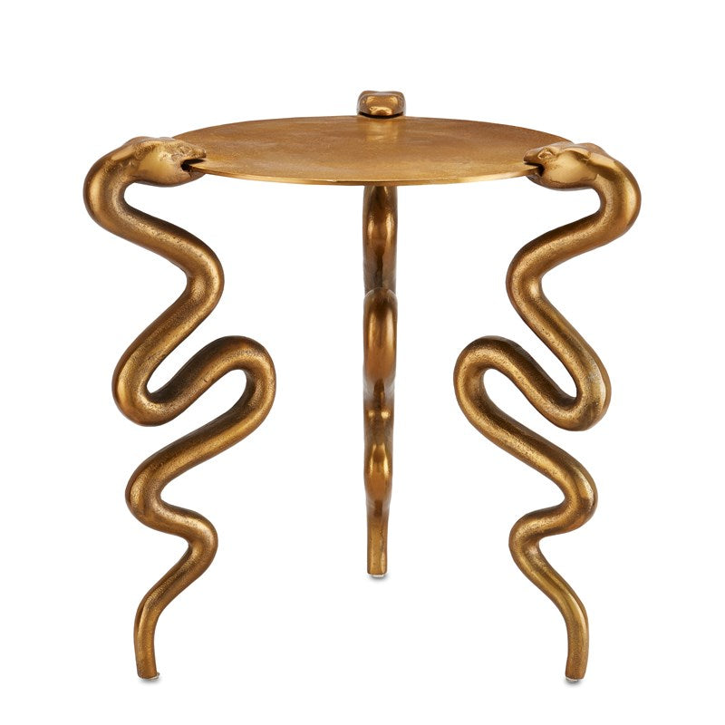 Currey and Company Antique Brass Serpent Table for sale, Whimsical side tables for sale The Alley Exchange