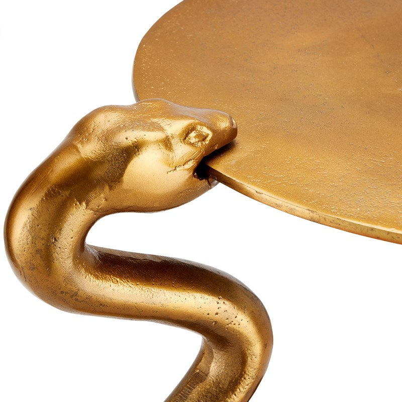 Currey and Company Antique Brass Serpent Table for sale, Whimsical side tables for sale The Alley Exchange