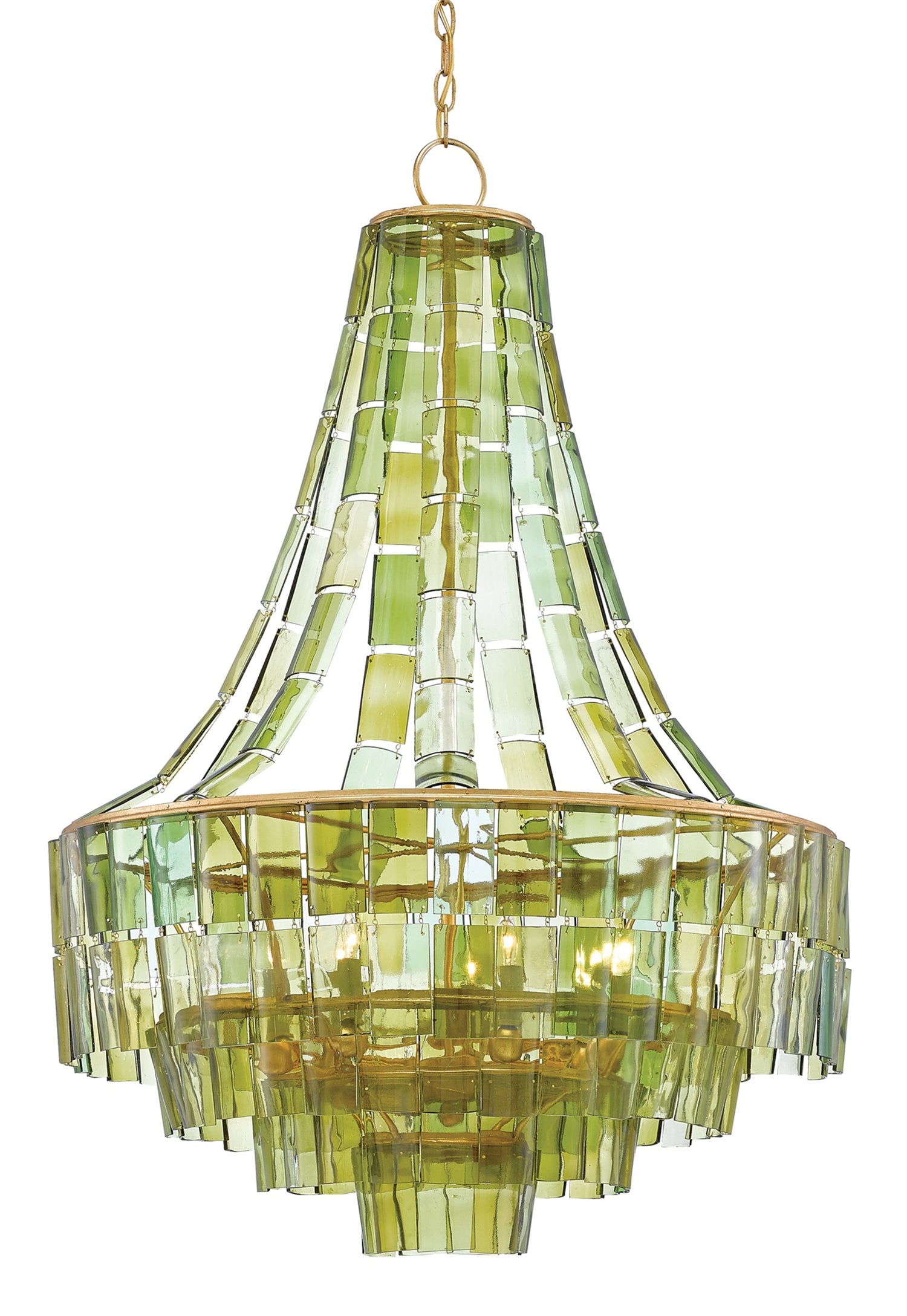 Vintner Chandelier Currey and Company, Vintage Green Glass Chandelier 