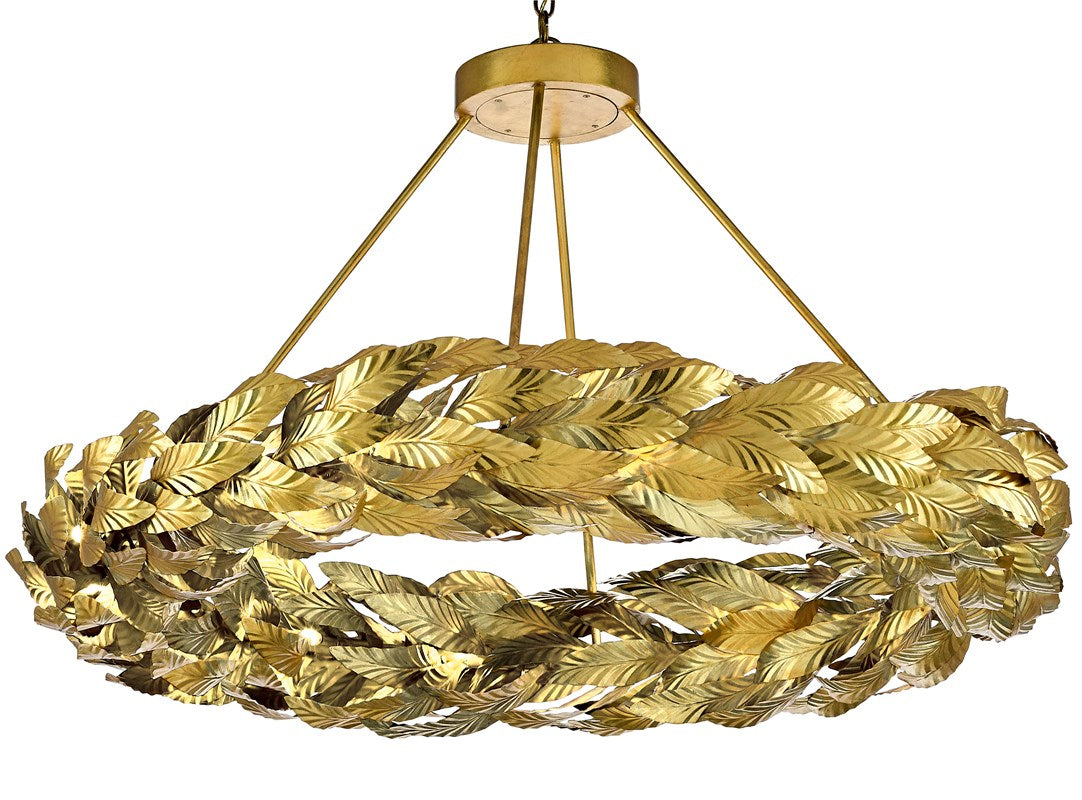 currey and company Apollo Chandelier Large, Gold Leaf chandelier for hotels