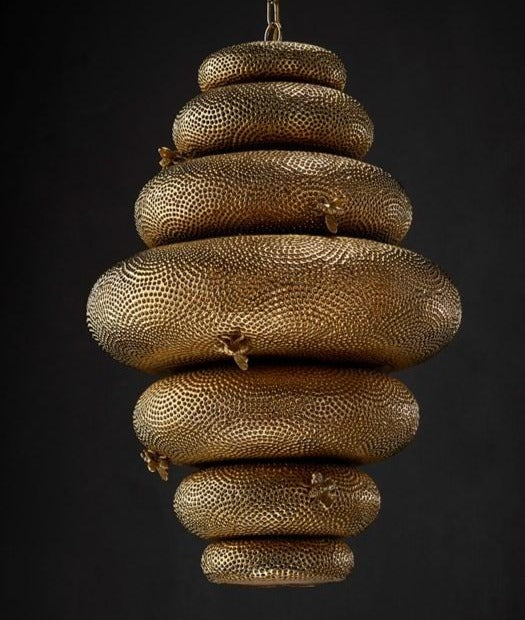 Bee My Honey Chandelier Curry and Company, Large Iron Brass Chandeliers for sale