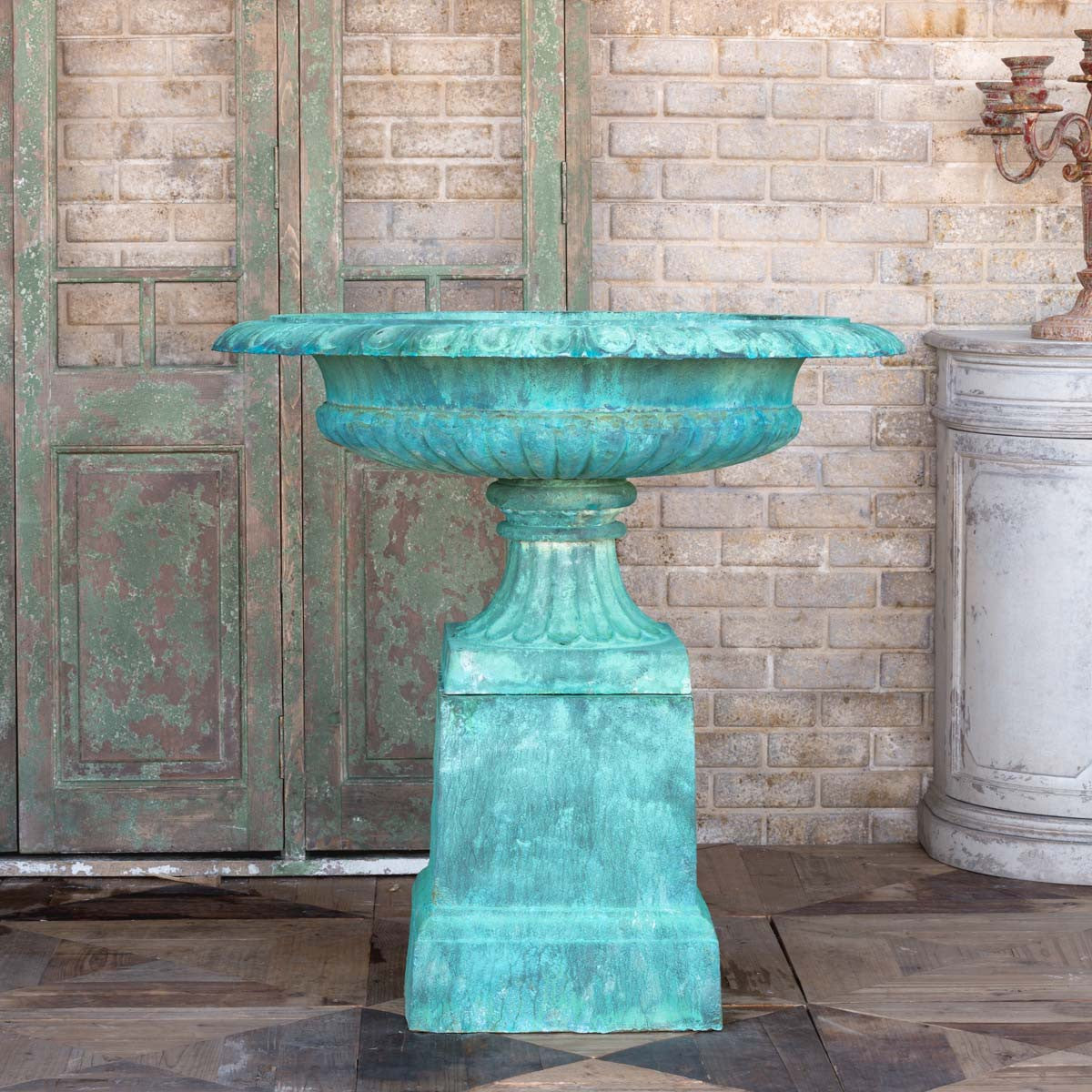 park hill collection cast iron estate urn with pedestal, restoration hardware outdoor estate urns  