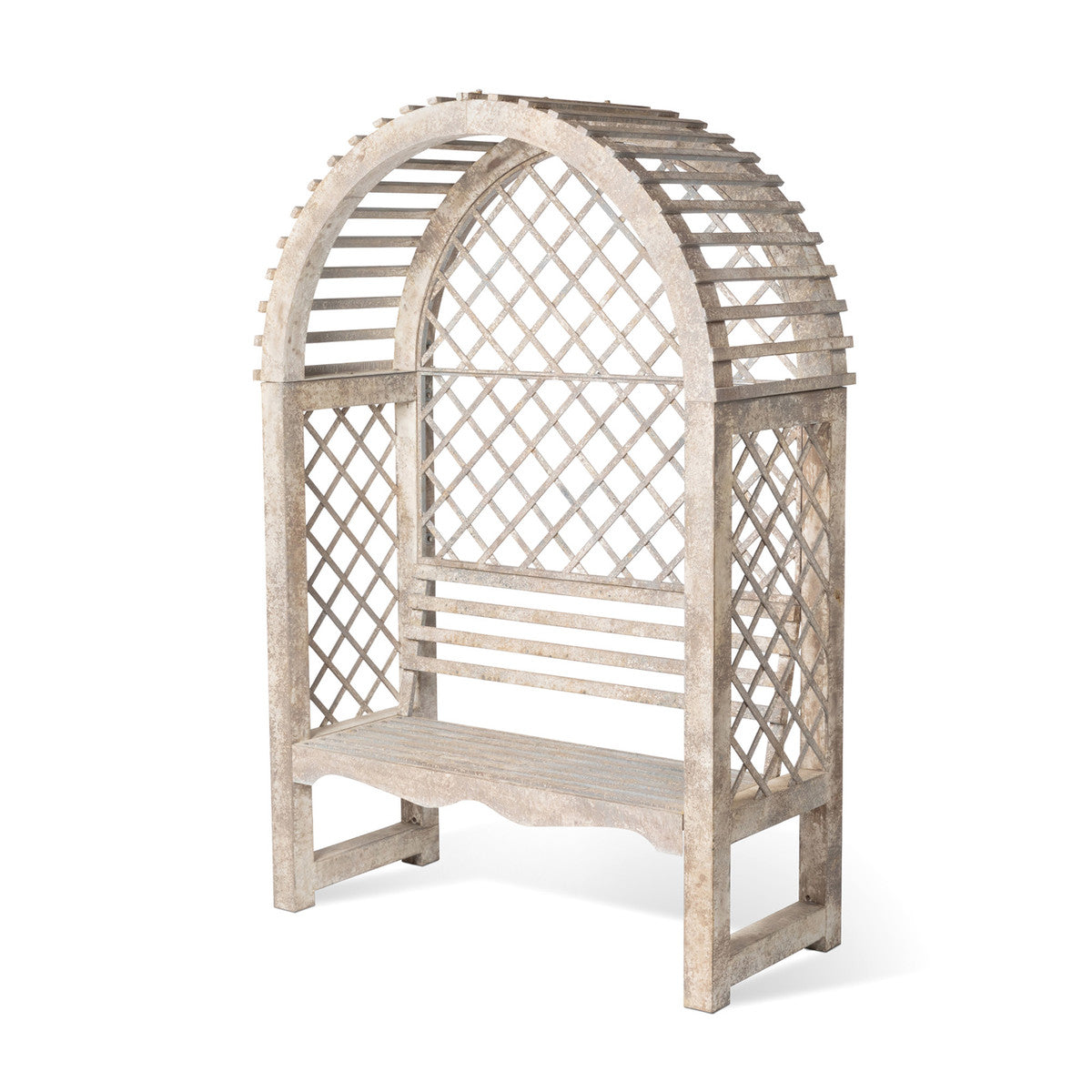 Arch garden trellis with seat, Iron arch arbor with seat