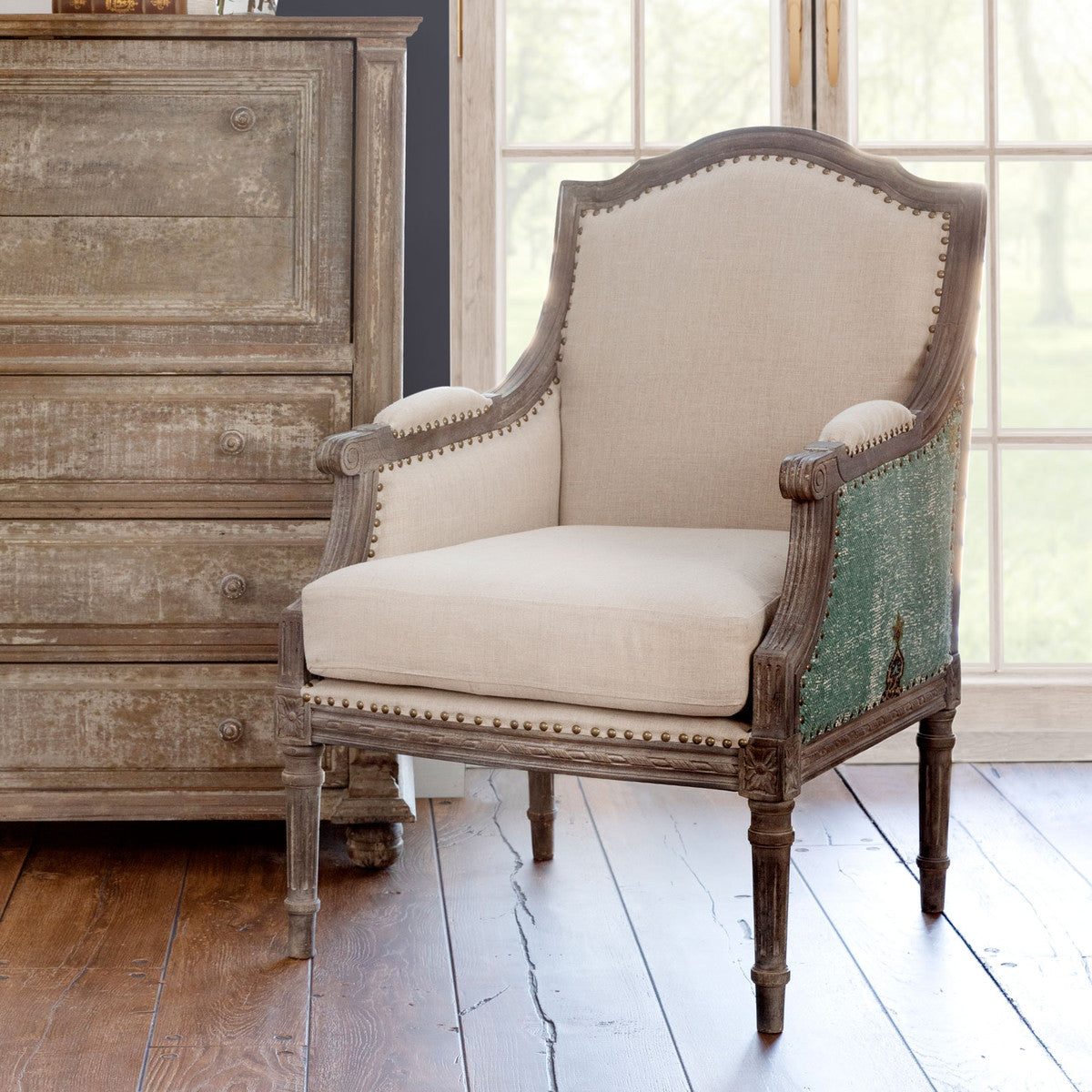 Simone Upholstered Arm Chair Park Hill, Vintage  bergere style wing chair for sale