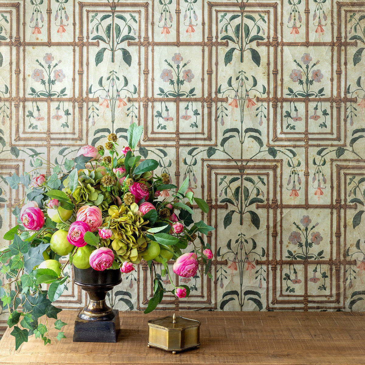 Vintage style bamboo wallpaper for sale, Vintage botanical wallpaper for walls for sale