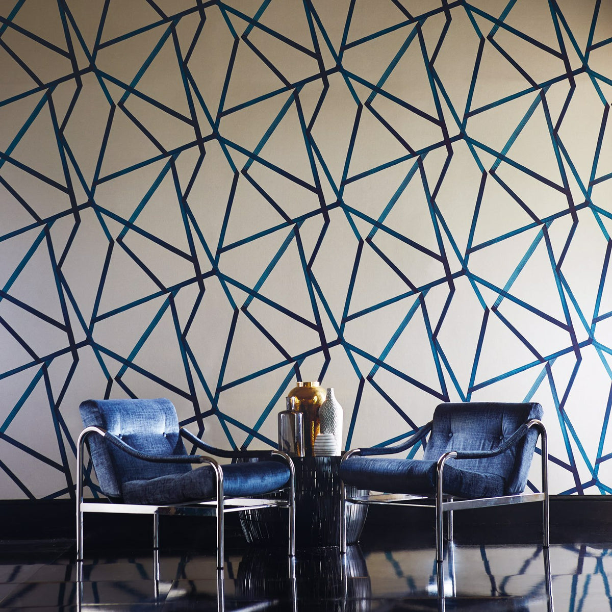 Harlequin Sumi Wallpaper, Linen/Indigo