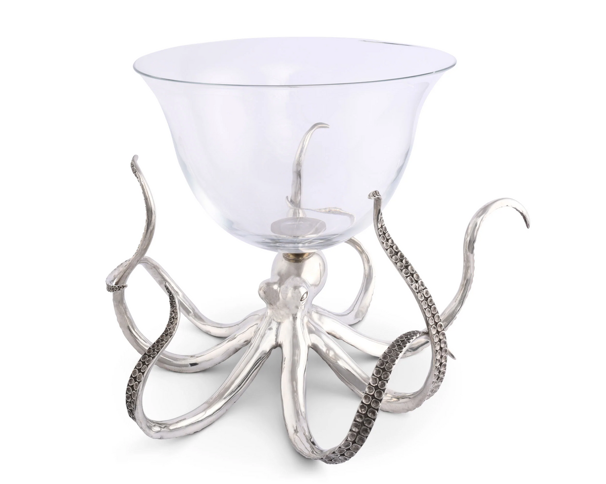 Octopus Pewter and Glass Ice Bucket