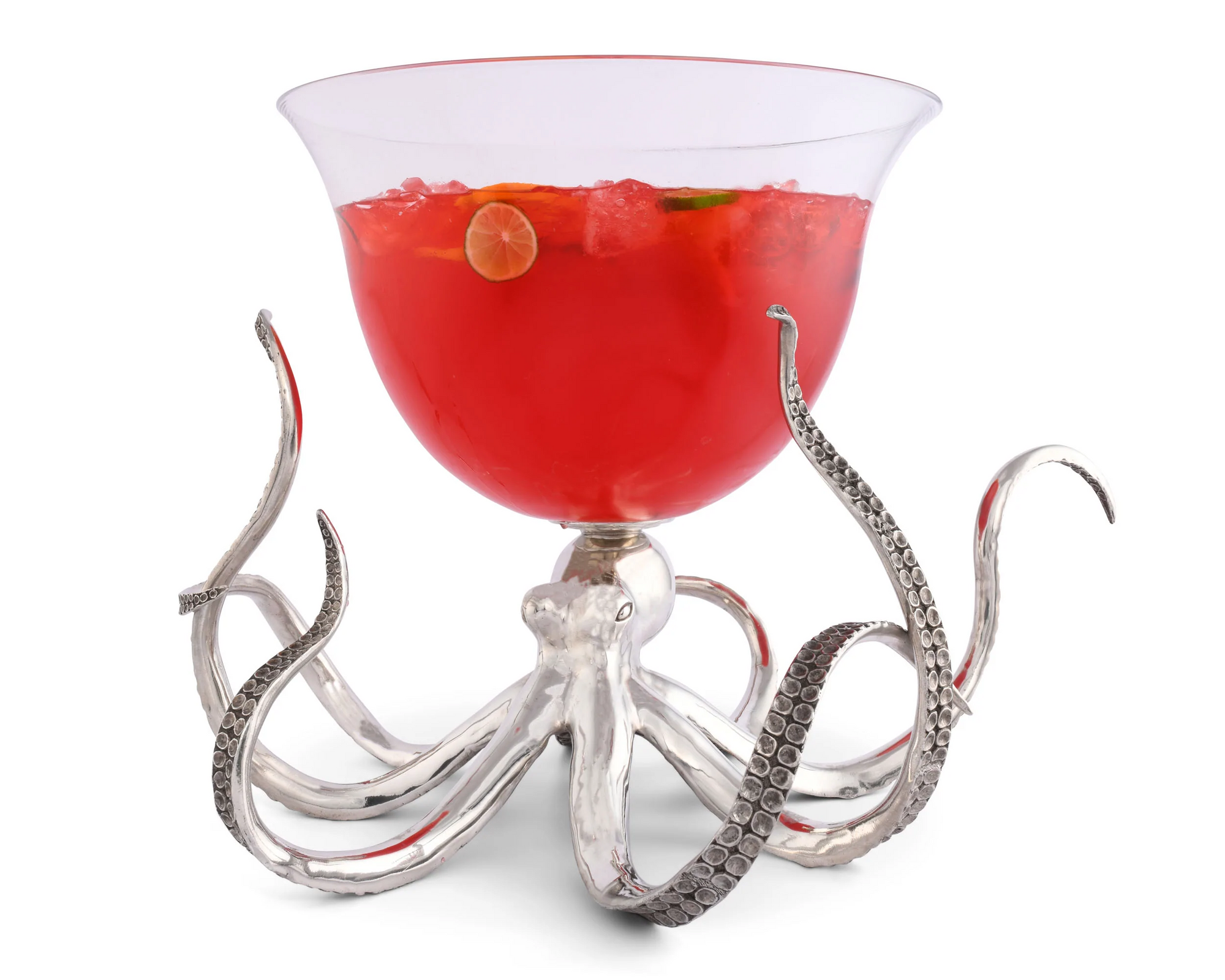 Octopus Pewter and Glass Ice Bucket