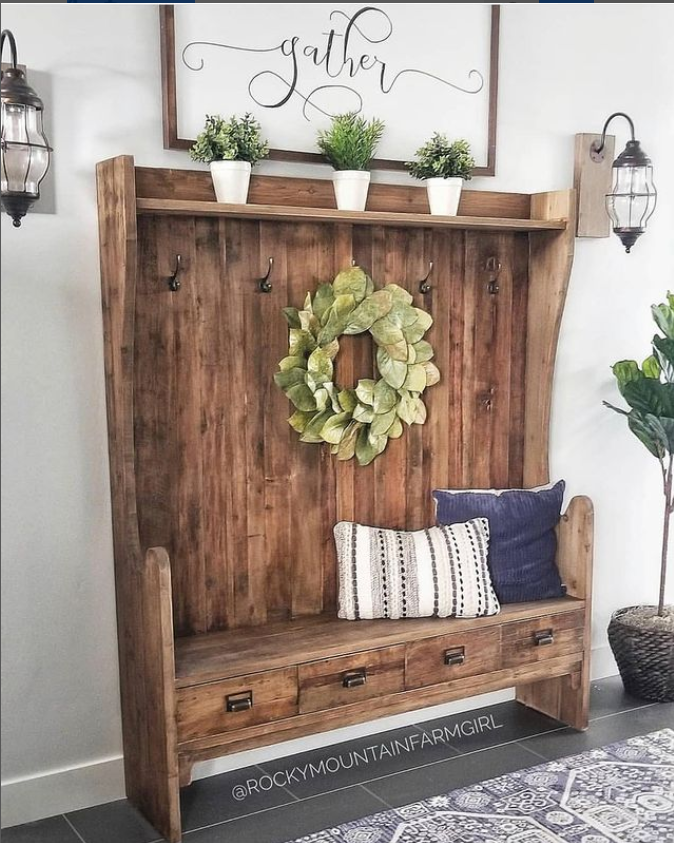 High back mudroom bench for sale, reclaimed wood mudroom bench for sale