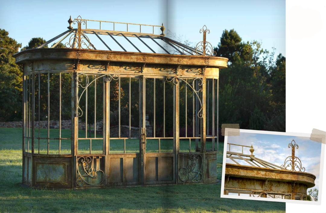 Aged Metal Conservatory Framework Facade, Park Hill Collection Metal Conservatory Greenhouse