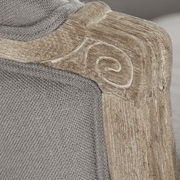 french grey linen settee for sale, french loveseat in grey for sale