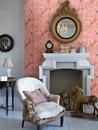 modern pink flamingo wallpaper for hotels, modern wallpaper for hotel walls for sale