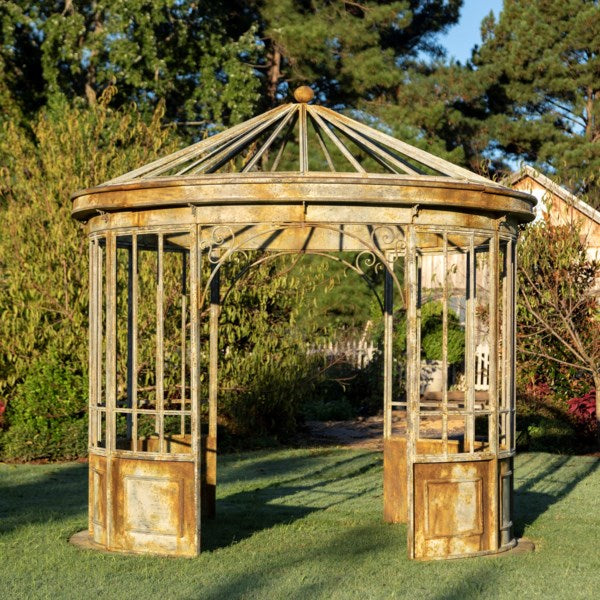 Aged Metal Gazebo Park Hill Collection, rustic antique gazebo for garden for sale